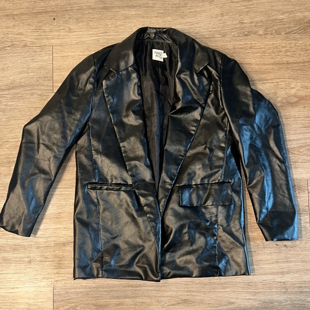 Black Faux Leather Blazer